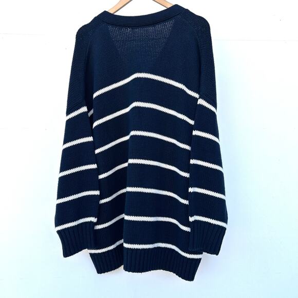 Jenni Kayne Chloe Striped Cotton Cardigan Sweater Blue White XXL Plus Size - Picture 6 of 10